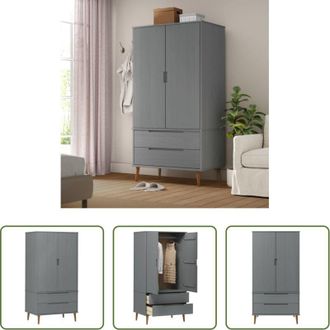 vidaXL vidaXL Armadio in pino - Armadio MOLDE Grigio 90x55x175 cm in Legno Massello di Pino