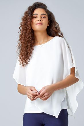 Roman Asymmetric Cold Shoulder Stretch Top