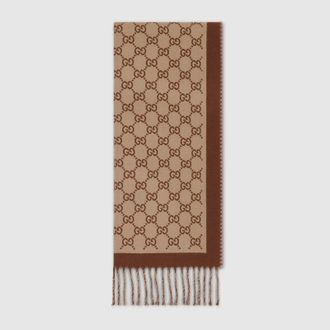Gucci GG Wool Scarf, Beige