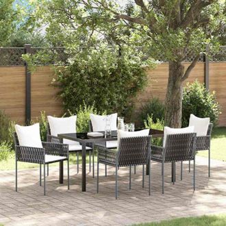 vidaXL Vidaxl - Conjunto De Comedor De Jard&iacute;n 7 Pcs Marr&oacute;n Polirat&aacute;n