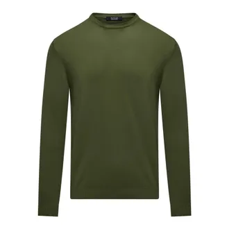 Bomboogie Stockinette Stitch Crew Neck Pullover - male - BomBoogie - Round-neck Knitwear - Green - L - Knitwear