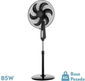 Fabrilamp Ventilador De Pie Granizo Negro 3 Vel.85w 6aspas Orientable Regx50x43 Cm