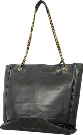 Chanel Black Leather Tote Bag (Pre-Owned)