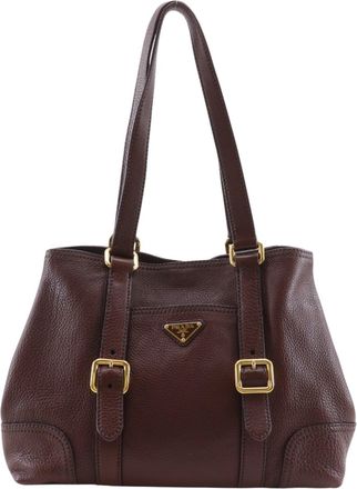 Prada Brown Leather Tote Bag (Pre-Owned)