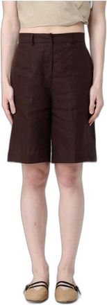 Colmar Pantalones Cortos de Lino de Sastrer&iacute;a - Sport - Mujer - Marr&oacute;n - S