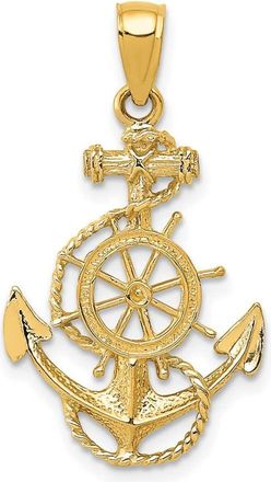 Diamond2Deal 10k Yellow Gold Anchor Wheel Pendant