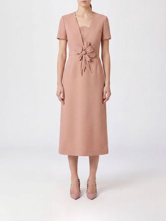 Valentino Garavani Midi Sheath Dress in Wool and Silk with Flower Appliqu&eacute;