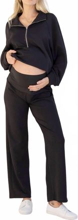 Angel Maternity Quarter Zip Pullover Top In Black