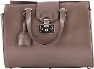 Gucci Grey Leather Lady Lock Tote Medium (Authentic Pre-Loved)