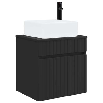 vidaXL Vanidad De Lavabo Montada En La Pared Negro 49 X 41 X 63 Cm Vidaxl