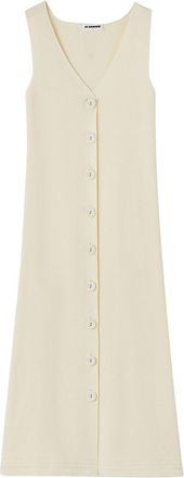 Jil Sander V-neck ribbed midi dress - women - Cotton/Polyamide/Elastane - 34 - White
