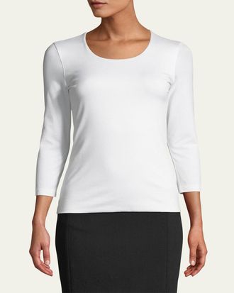 Akris Fitted 3/4-Sleeve Stretch-Jersey Top