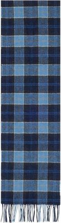 Barbour Accessoires, Heren, Blauw, ONE Size, Wol, Geruite wollen sjaal voor handwas