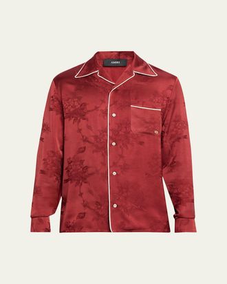 Amiri Mens Viscose Floral Jacquard Button-Down Shirt