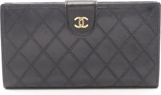 Chanel Black Leather Long Wallet (Bi-Fold) (Pre-Owned)