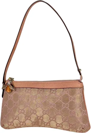 Gucci Pink Gg Canvas Leather Pouch (Pre-Owned)