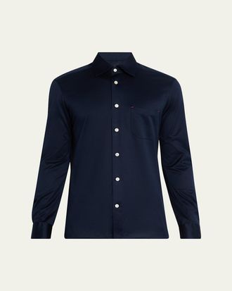 Kiton Mens Nerano Cotton Jersey Button-Down Shirt
