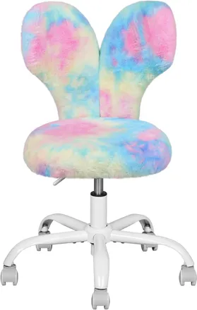 Woltu Woltu Silla De Escritorio Infantil Giratoria Ajustable Con Conejo Respaldo Para Sala De Lectura Infantil, Azul Multicolor