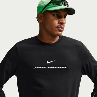 Nike Mens Dri-FIT Long-Sleeve Running T-Shirt in Black | IX5445-010