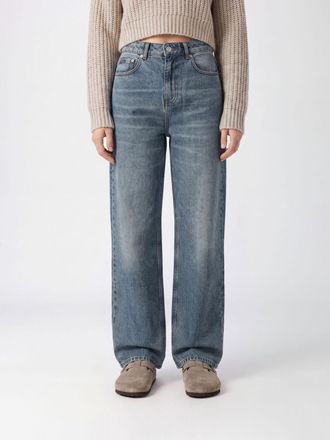 Ami Jeans wide leg a vita media in denim di cotone a cinque tasche