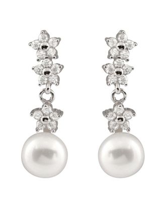 Splendid Pearls Rhodium Over Silver 7-8Mm Pearl Earrings