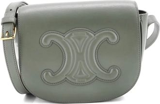Celine Cuir Triomphe Folco Bag Leather crossbody bag - Groen