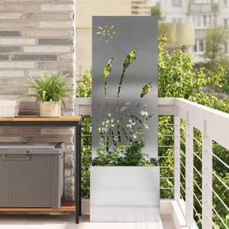 vidaXL Macetero De Jard&iacute;n Con Panel Decorativo Plata 50 X 140 Cm Vidaxl