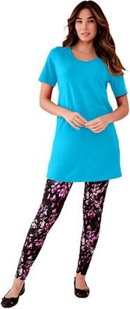 Roaman's Plus Size Ultimate Cotton V-Neck Short Sleeve Tunic in Ocean at Nordstrom, Size Medium