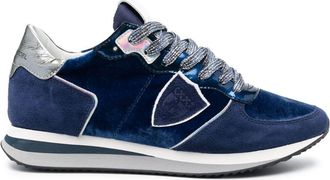 Philippe Model suede-panelled low top sneakers - women - Nylon/Rubber/Calf Leather/Fabric/Calf Suede - 41 - Blue