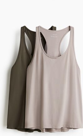H&M 2er-Pack Sport-Tanktops mit DryMove - Brown