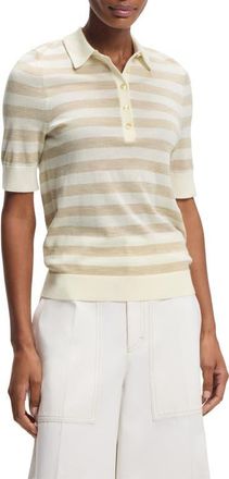 BOSS Fidenka Stripe Merino Wool Polo in Pumice Stripe at Nordstrom, Size Xx-Large
