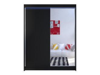 Mirjan24 Armario Closico 140, Negro, 200x150x58cm, Puertas De Armario: Correderas, N&uacute;mero De Estantes: 5, Led