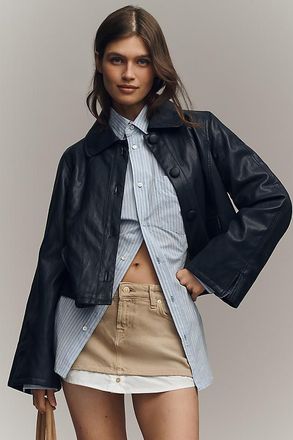 Maeve Faux Leather Retro Swing Jacket