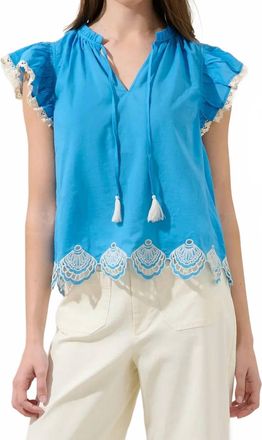 Sugarlips Regina Embroidered Shell Top In Blue