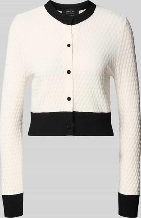 Marc Cain Strickjacke aus Viskose-Mix mit Rundhalsausschnitt in Weiss, Größe 34