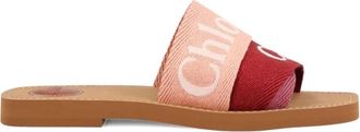 Chlo&eacute; Sliders, female, Pink, Size: 8 US Open Toe Low Block Heel Sandals