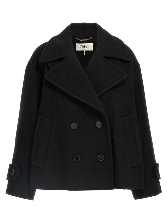 コート Chloe Double-Breasted Black Coat In Wool Blend Chloé Double-breasted black coat in wool blend | TheDoubleF
