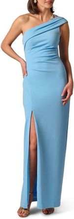 Adrianna Papell One-Shoulder Crepe Gown in Waterfall at Nordstrom, Size 10