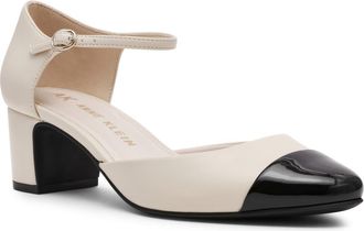 Anne Klein Picus Ankle Strap Pump in White Nappa Pu at Nordstrom Rack, Size 6.5