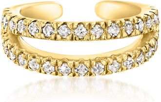 Ross-Simons Diamond Double-Row Single Ear Cuff in 18kt Gold Over Sterling