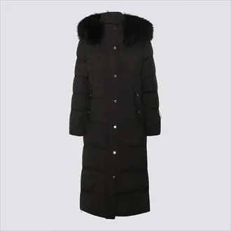 Moorer Quilted Long Padded Coat With Plush Fur Hood