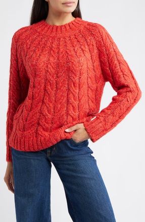 Hatley Dylan Cable Stitch Sweater in Ruby Red at Nordstrom, Size X-Small