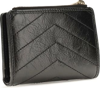 Saint Laurent Womens Niki Vintage Leather Bifold Wallet Nero Calf Bos Taurus