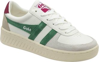 Gola Womens Grandslam Trident Sneakers In White/emerald/cerise