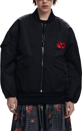 Desigual Cherry Bomber Jacket in Black at Nordstrom, Size Medium