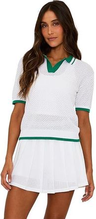 Beach Riot Giana Top Womens Clothing Courtside White : MD, Cotton