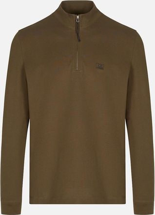 C.P. Company Mens Quarter Zip Piquet Polo Green - Size: 44