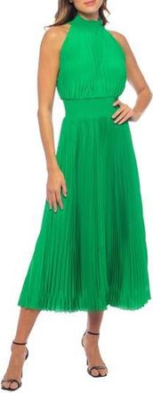 OLEG CASSINI Pleated Sleeveless Midi Dress in Kelly Green at Nordstrom Rack, Size X-Large
