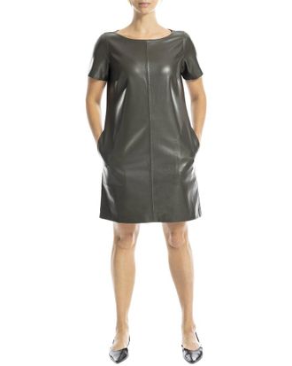 Max Studio Short Sleeve Leaterette Short Dress
