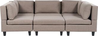 Beliani Modular U-Shape Sofa 5 Seater UNSTAD Fabric Brown with Ottoman